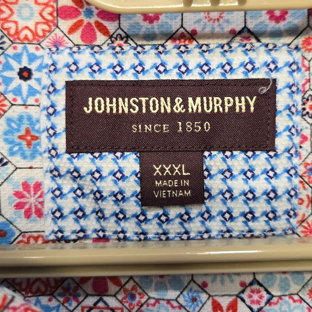 Johnston & Murphy Casual Button Up Shirt Big Tall XXXL 100% Cotton‎ Mosaic Print - Picture 5 of 7